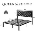 thumbnail image 5 of Bed Frame with Headboard PU Leather Upholstered, All Metal Slats Support Platform, Queen, Black, 5 of 7