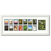 ArtToFrames Collage Photo Picture Frame with 1 - 5x7 and 14 - 2.5x3.5 Openings, Framed in White with Porcelain and Black Mats (CDM-3966-249)