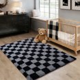 thumbnail image 4 of ZENELESS Checkered Fluffy Area Rugs for Living Room,4x6 Black and Gray Soft Plush Carpet for Bedroom Bedside Kids Teen Dorm Nursery Home Decor, 4 of 7