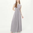 thumbnail image 4 of Qiopertar Women's Formal Evening Dress Elegant Lace V-Neck Long Sleeveless Maxi Dress with Slit Cocktail Party Wedding Guest Gown, Gray M, 4 of 6