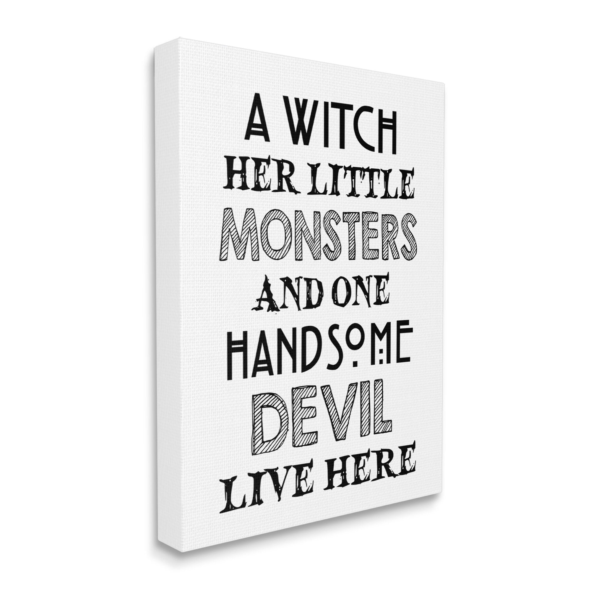 Quirky Halloween Family Quote Striped Typography Phrase Holiday Graphic Art Gallery-Wrapped Canvas Print Wall Art