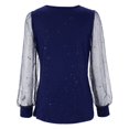 thumbnail image 6 of Yigetop Sequin Tops for Women Women's Long Sleeved Loose Round Neck Casual Loose T Shirt Top Sparkly Tops for Women Blue M, 6 of 9