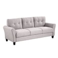 thumbnail image 3 of Euroco 80" Modern Sofa 3 Seater Living Room Sofa Linen Upholstered Couch, Light Gray, 3 of 9