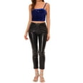 thumbnail image 2 of INSPIRE CHIC Women's Sequin Velvet Spaghetti Strap Club Party Crop Cami Top, 2 of 6