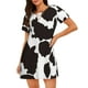 thumbnail image 1 of Fotbe Cow Skin 2 Bata de Dormir para Mujer con Estampado, Camisón de Algodón de Manga Corta, Ropa de Dormir Casual, 1 of 6