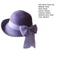 thumbnail image 6 of Soumake Ribbon Bowknot Decor Straw Hat Round Dome Solid Color Folding Women Big Brim Sunscreen Travel Hat Fashion Accessories Fashion, 6 of 8