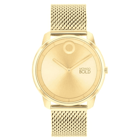 Movado 3601015 Gold Dial Gold Stainless Steel Mesh Bracelet Mens Watch
