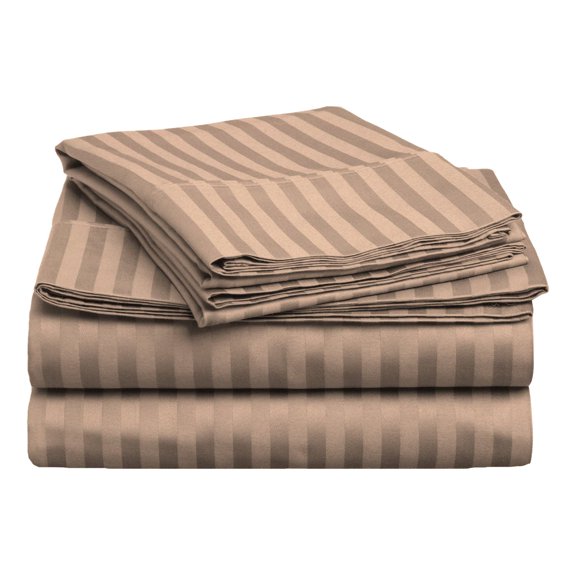 400-Thread Count 100% Egyptian Cotton Lightweight Stripes Sheet Set with Deep Pockets Gold / Twin