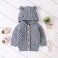 thumbnail image 2 of Godderr Baby Girls Boys Knit Cardigan Newborn Button Hooded Sweater Cotton Jacket for 3M-12M, 2 of 5