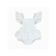 thumbnail image 1 of Franhais Baby Girl’s Fly Sleeve Romper Fashion Solid Color Lace Embroidery Bandage Triangle Jumpsuits, 1 of 9