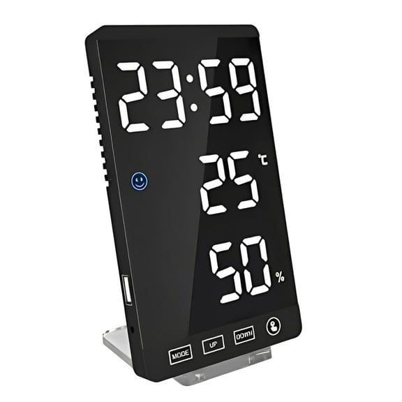 Led Digital Alarm Clock, 6 Inch Digital LED Alarm Clock Touch Control Snooze Display Time Night Led Table Desk Output USB Charger Port Alarm Mirror Clock