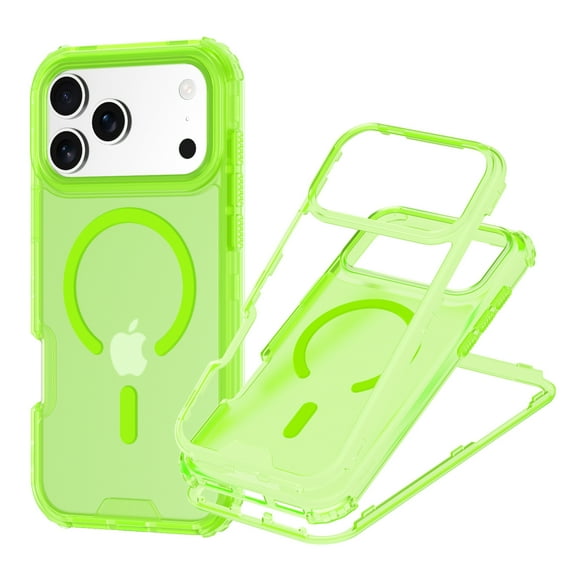 ELEHOLD Rugged Magnetic Case For iPhone 17 Pro Max, Shockproof Ergonomic Triple-Layer Rugged Matte Magnetic Slim Case Cover , Green