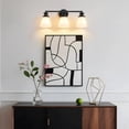 thumbnail image 4 of Bathroom Vanity Light Fixtures 3 Lights Modern Bathroom Lighting Fixtures Over Mirror with Frosted Milky Glass Shade Black Wall Sconce for Bath Bedroom, 4 of 9