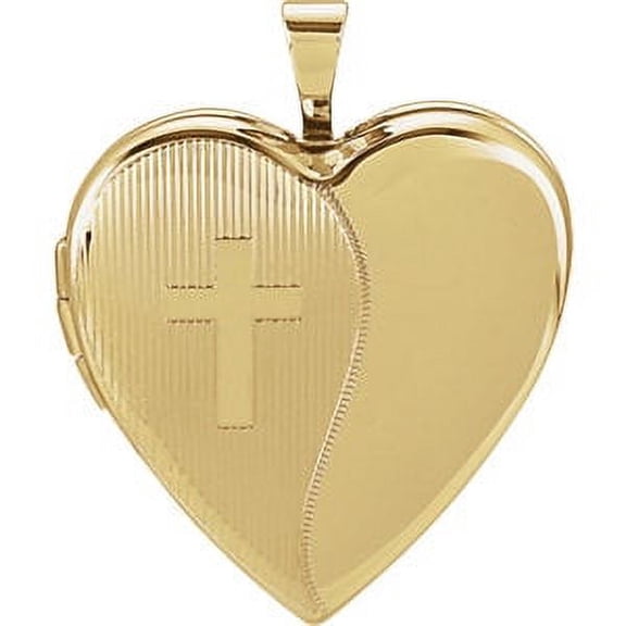 Jewels By Lux 14K Yellow Gold 20.5x19mm Heart Cross Locket