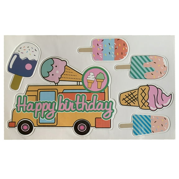Cake Birthday Picks Happy Cupcake Cartoon Sign Car Tools Decorating Ice Cream Decor Party Kids Topper Supplies