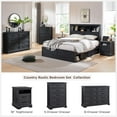 thumbnail image 3 of ACCOHOHO Nightstands Set of 2 with Charging Station, Rustic End Table with 2 Drawers Farmhouse Side Table with 3-tier Storage for Bedroom Living Room, Black, 3 of 8