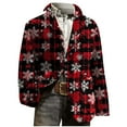thumbnail image 7 of hlysgo Mens Plaid Christmas Sport Jacket Regular Fit Snowflake Print One Button Lapel Xmas Blazers Jackets Trendy Winter Holiday Party Blazer Red XL, 7 of 7