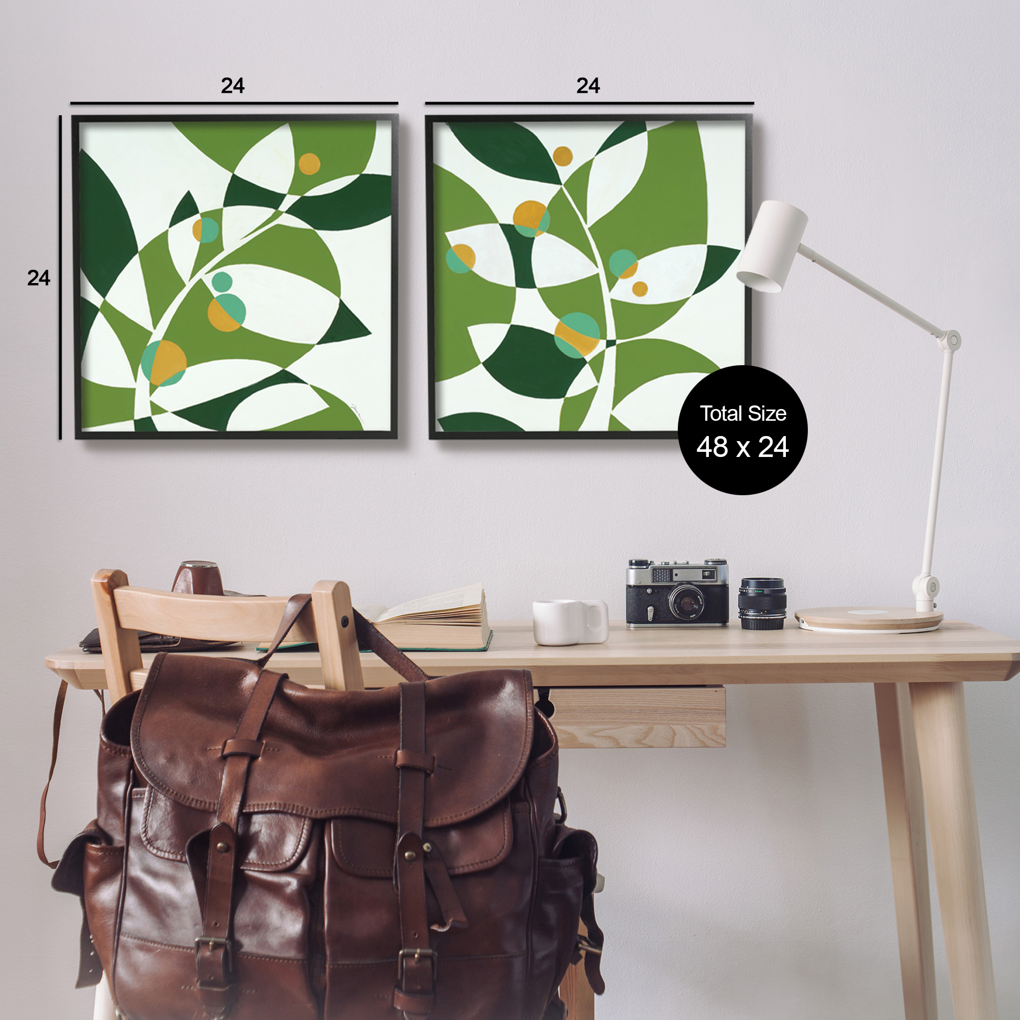 Stupell Industries Tropical Leaves Abstraction Abstract Painting Black Framed Art Print Wall Art, 24 x 24, Set of 2