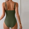 thumbnail image 3 of One Piece Swimsuit for Women Tummy Control Ruched Bathing Suit Push Up Slimming Swim Suit Double Straps Swimwear Green M, 3 of 4