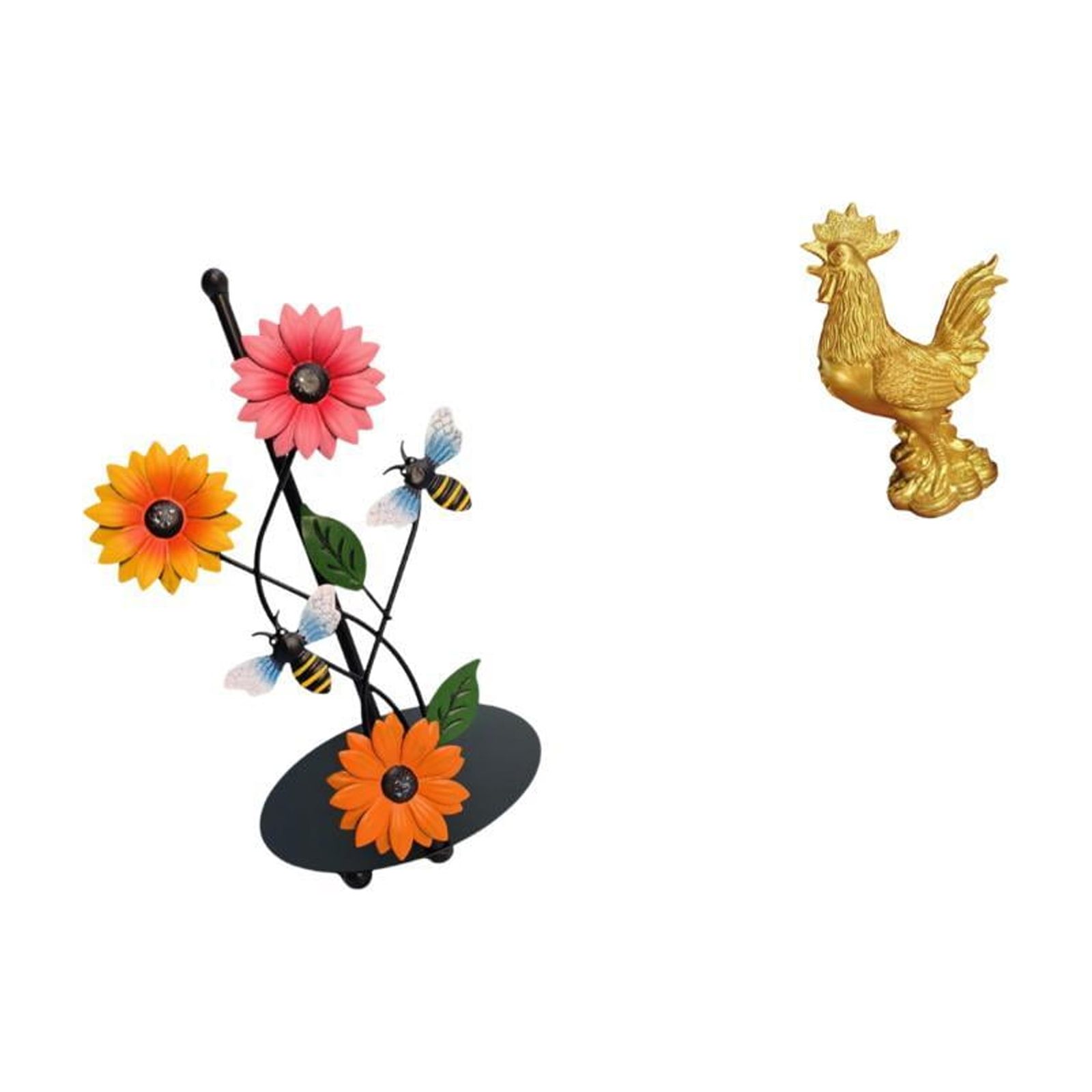 Fiocias Chicken Paper Towel Holder Dispenser Non Slip Vertical Tissue Rack Feng Shui Decor Rooster Statue Sculpture for Home Birthday Anniversaries Housewarmi