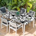 thumbnail image 2 of Sage Green Black Geometric Table Cloths for 5 Foot Rectangle Tables, Abstract Art Modern Line Patio Waterproof Elastic Fitted Tablecloths, Washable Rectangular Table Cover for Camping, 2 of 8