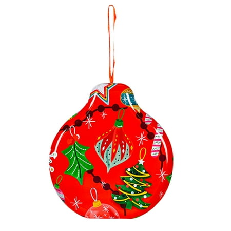 

KEUSN Christmas Decoration Christmas Round Tinplate Box Christmas Candy Jar Child Gift Box Pendant