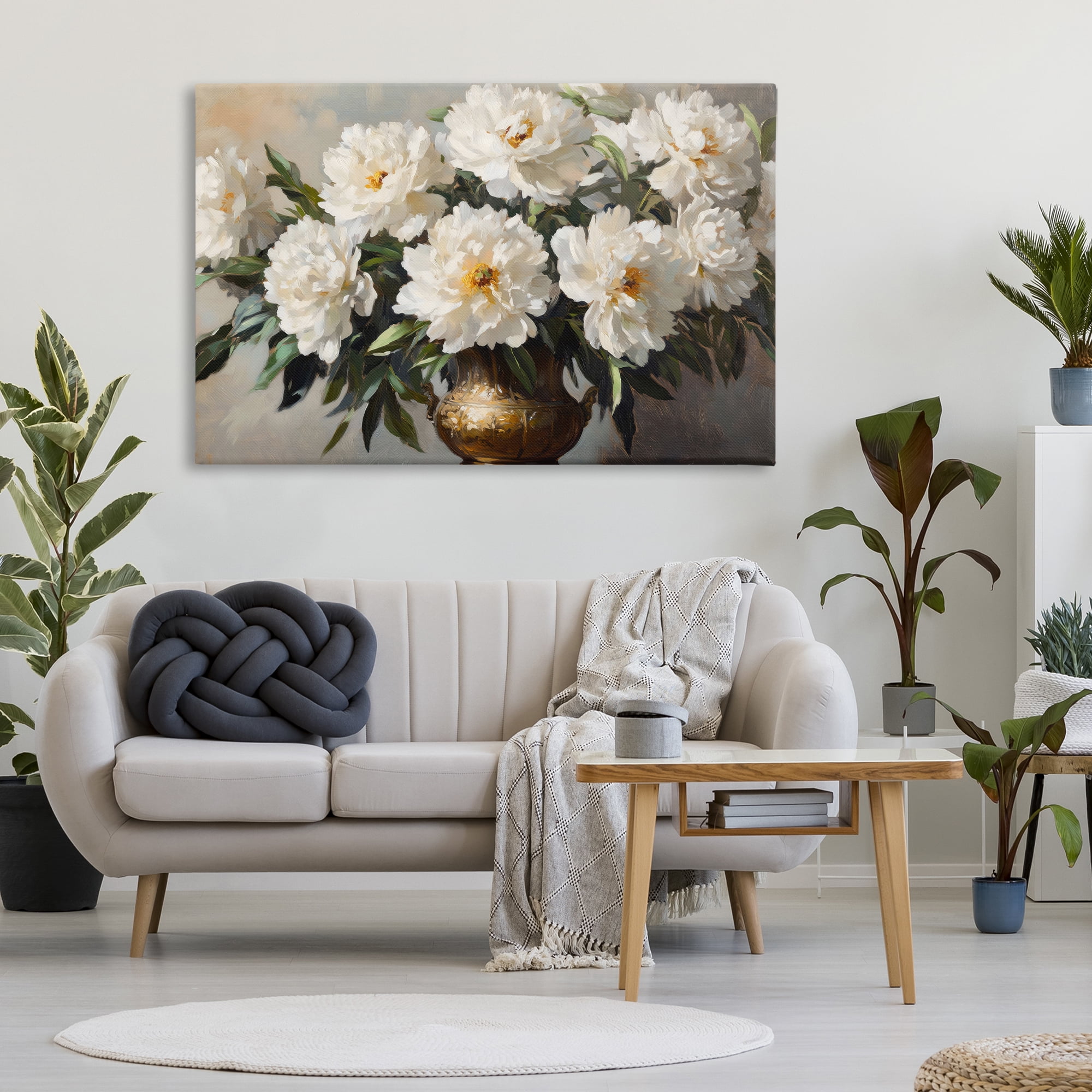 Stupell Industries Golden Vase with Peonies Canvas Wall Art, design by Petal Prints Design
