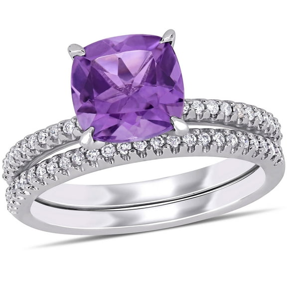 Everly Women's Amethyst 14k White Gold Bridal Set