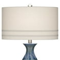 thumbnail image 4 of Possini Euro Design Annette Coastal Table Lamp 38" Tall Blue Ceramic Drip Vase with Table Top Dimmer Off White Oval Shade for Bedroom Living Room Home, 4 of 9