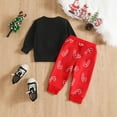 thumbnail image 6 of MuXiKeJi Clothes Baby Girl Fall Winter Clothes Santa Baby Crewneck Sweatshirts Striped Flare Pants Set Toddler Christmas Outfits, 6 of 9