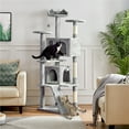 thumbnail image 2 of Alden Design 70" H Double Condo Cat Tree with Scratching Post Tower, Light Gray, 2 of 8