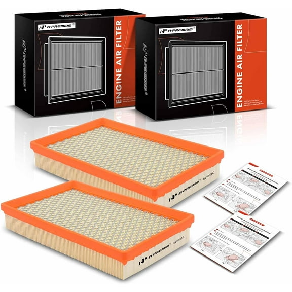 A-Premium 2-PC Engine Air Filter Compatible with Chrysler PT Cruiser 2006 2007 2008 2009 2010, Flexible Panel, Replace# 4891691AA