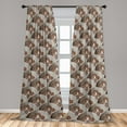 thumbnail image 2 of Vintage Window Curtains, Mosaic Style Retro Themed Floral Ornament of Repetitive Scales, Lightweight Decor 2-Panel Set with Rod Pocket, Pair of - 28"x63", Caramel Taupe and Dark Tan, by Ambesonne, 2 of 3