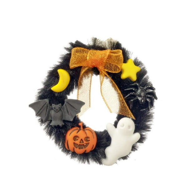 Corona de Halloween de Melody Jane Dollhouse en miniatura a escala 1:12
