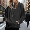thumbnail image 2 of Yigetop Half Zip Sweatshirt Women, Hoodies for Women Long Sleeve Fleece Half Zip Up Hoodie Casual Pullover Oversized Sweatshirt Hooded Tops Womens Quarter Zip Pullover Dark Gray 3XL, 2 of 9