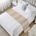 Abstract Beige Bed Runner Cal King Size Rustic Farmhouse Minimalist ...