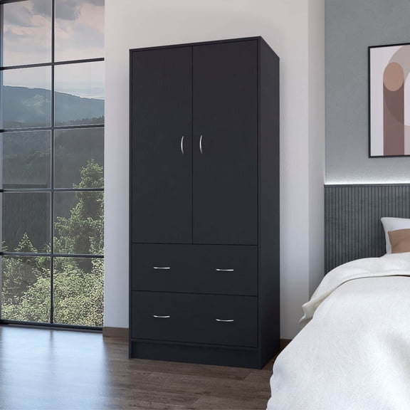 FM FURNITURE Wenden Wardobre with 2 drawers, 2 doors, ample storage and hanging rod