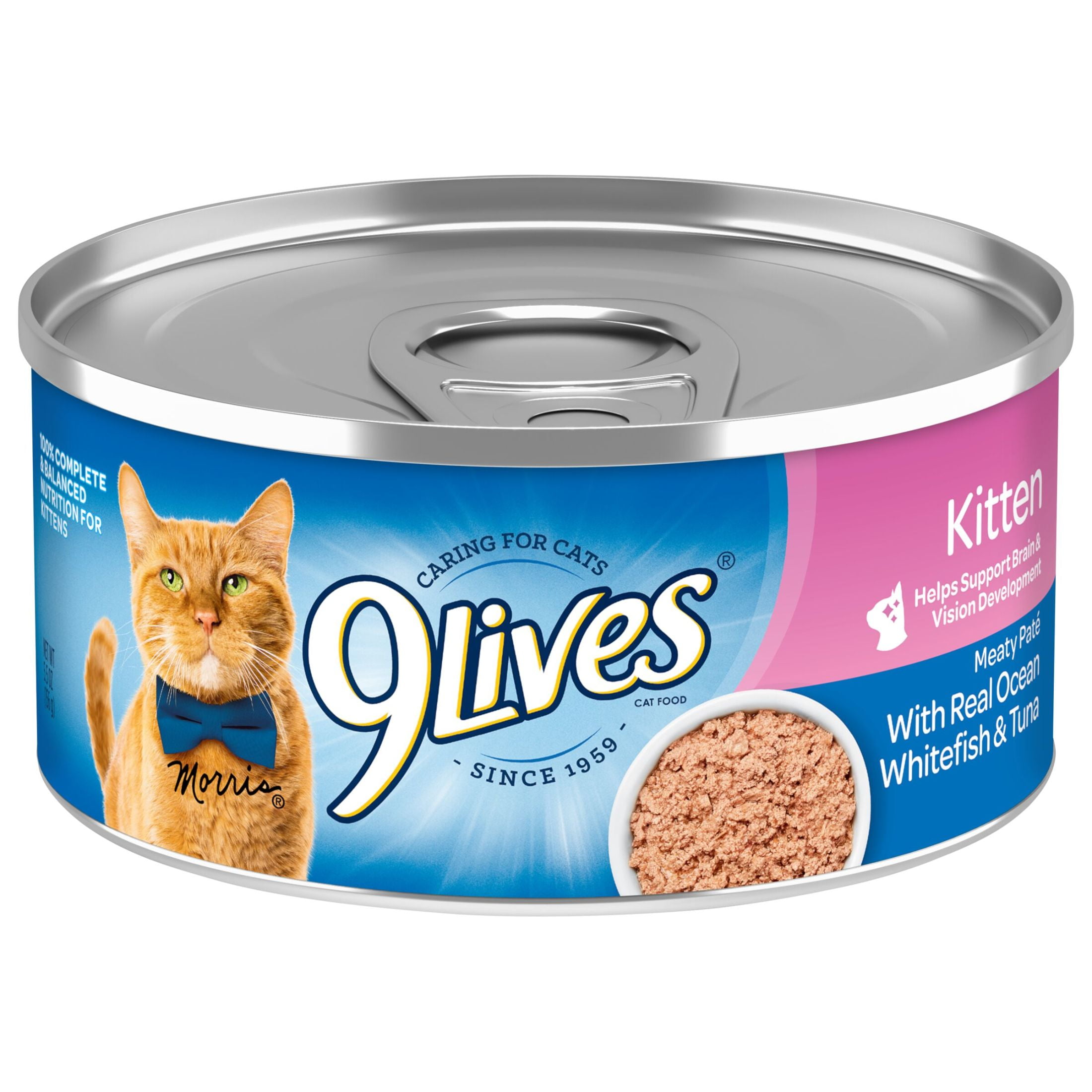 9Lives Wet Kitten Food, Meaty Paté with Real Ocean Whitefish & Tuna, 5.5 Ounce Can (Pack of 4)