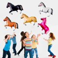thumbnail image 5 of Paquete de 5 globos de caballo para decoración de cumpleaños infantil, globos de aluminio con temática de caballo para fiestas temáticas de animales., 5 of 5