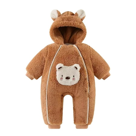 

Rovga Baby Infant Toddler Girls Clothes Solid Color Round Neck Long Sleeve Romper Winter Holiday Jumpsuit Adorable Girl Clothings Brown 3-6 Months