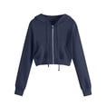thumbnail image 2 of Cropped Hoodies for Women 2025 Long Sleeve Cropped Zip Up Hoodie with Pockets Hooded Sweatshirt Women Jacket, 2 of 5