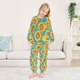 thumbnail image 5 of Fluffy Pajamas Set Fuzzy Winter Warm Pj Sets Pullover Tops and Long Pants Yellow Sunflowers with Happy Faces Small, 5 of 7
