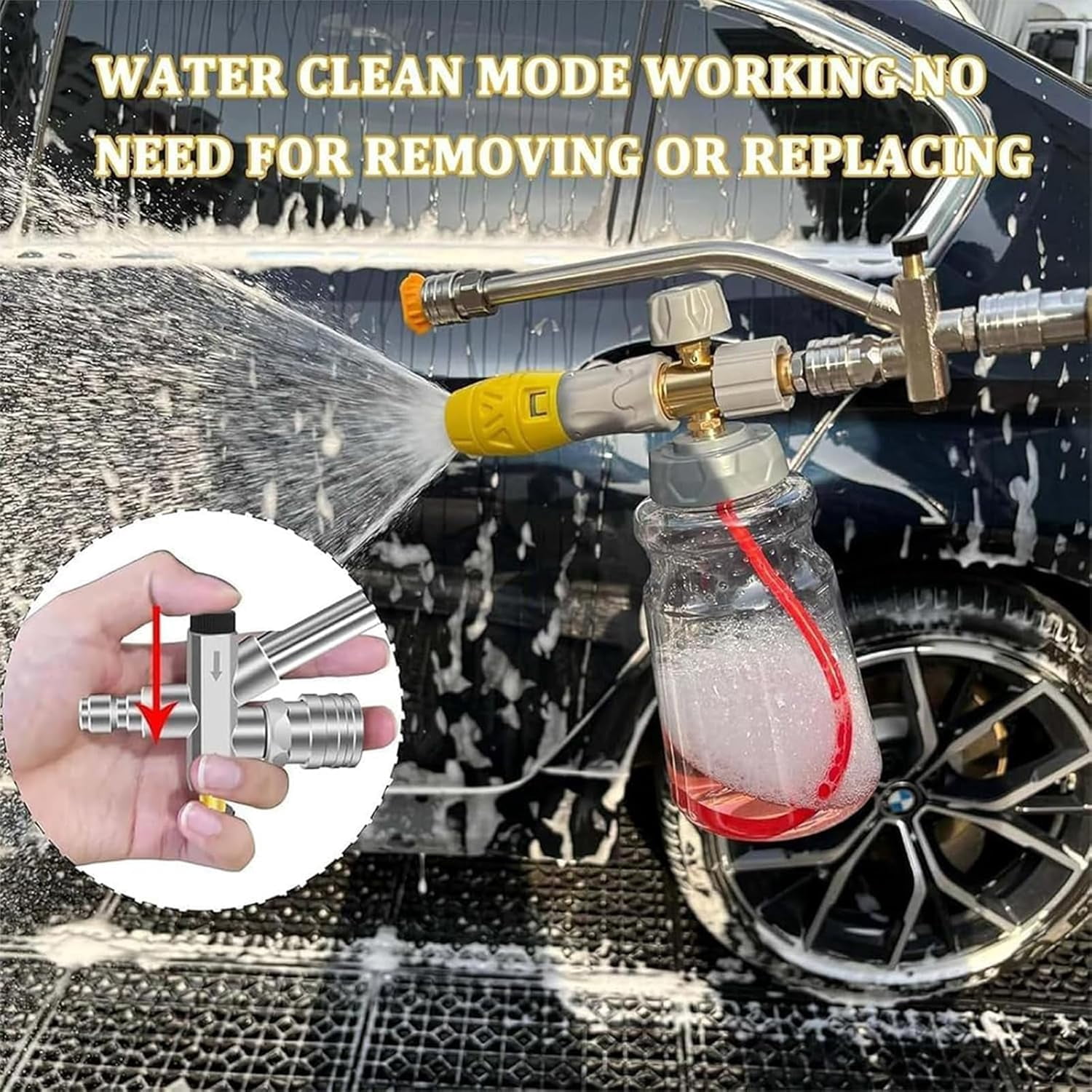 2-in-1 High-Pressure Car Washer Nozzle Accessories, High Pressure Power Washer Wand Tools, 1/4" Quick Connect, with 5/7 Nozzles for Outdoor Lawn Plant Watering, Car Pet Washing (5 Nozzles)