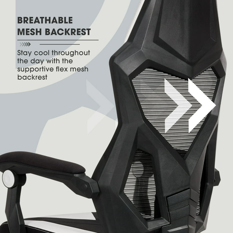 Ezra Adjustable Leg Rest Gaming Chair White - miBasics
