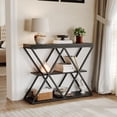thumbnail image 2 of Mesa Consola de 3 Niveles: Diseño Delgado de Granja con Patas en Forma de X, Veta de Madera Negra, 2 of 8