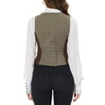 thumbnail image 3 of DARING DIVA Women's Vintage Waistcoat Vest Plaid Button Down Vests M Brown, 3 of 6