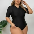 thumbnail image 6 of Aofany One Piece Swimsuits for Women Plus Size Surfing Diving Swimwear Short Sleeve Bra Padded Zip Front Bathing Suit, 6 of 6