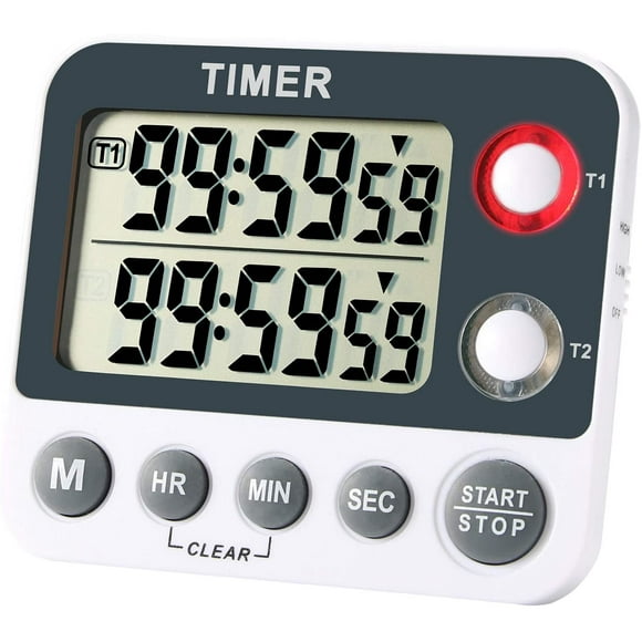 Digital Dual Kitchen Timer, 2 Channels Count UP/Down Timer, Cooking Timer