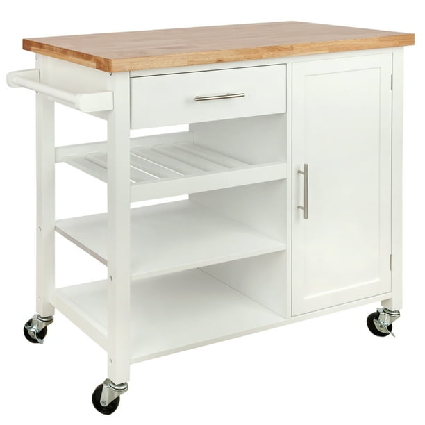 Homegear Utility V3 Kitchen Cart with Storage Island on Wheels