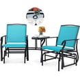 thumbnail image 6 of Resenkos Double Swing Glider Rocker Chair set, Small Patio Conversation Furniture Set with Glass Table-Turquoise, 6 of 10